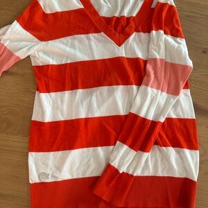Like new orange and white Lacoste sweater